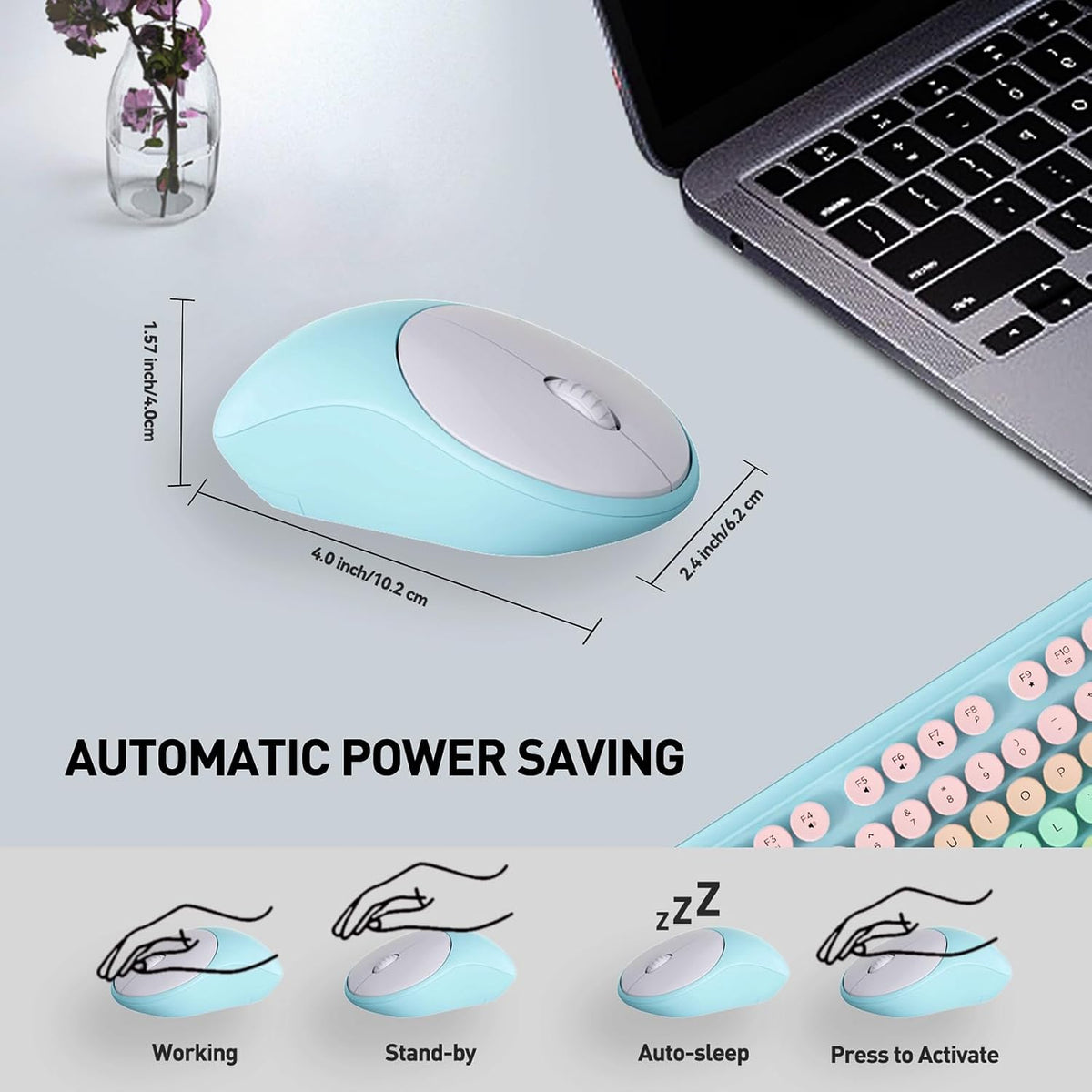 FD 2.4GHz Wireless Keyboard and Mouse Set with Switch Button - Full-Size Keyb...