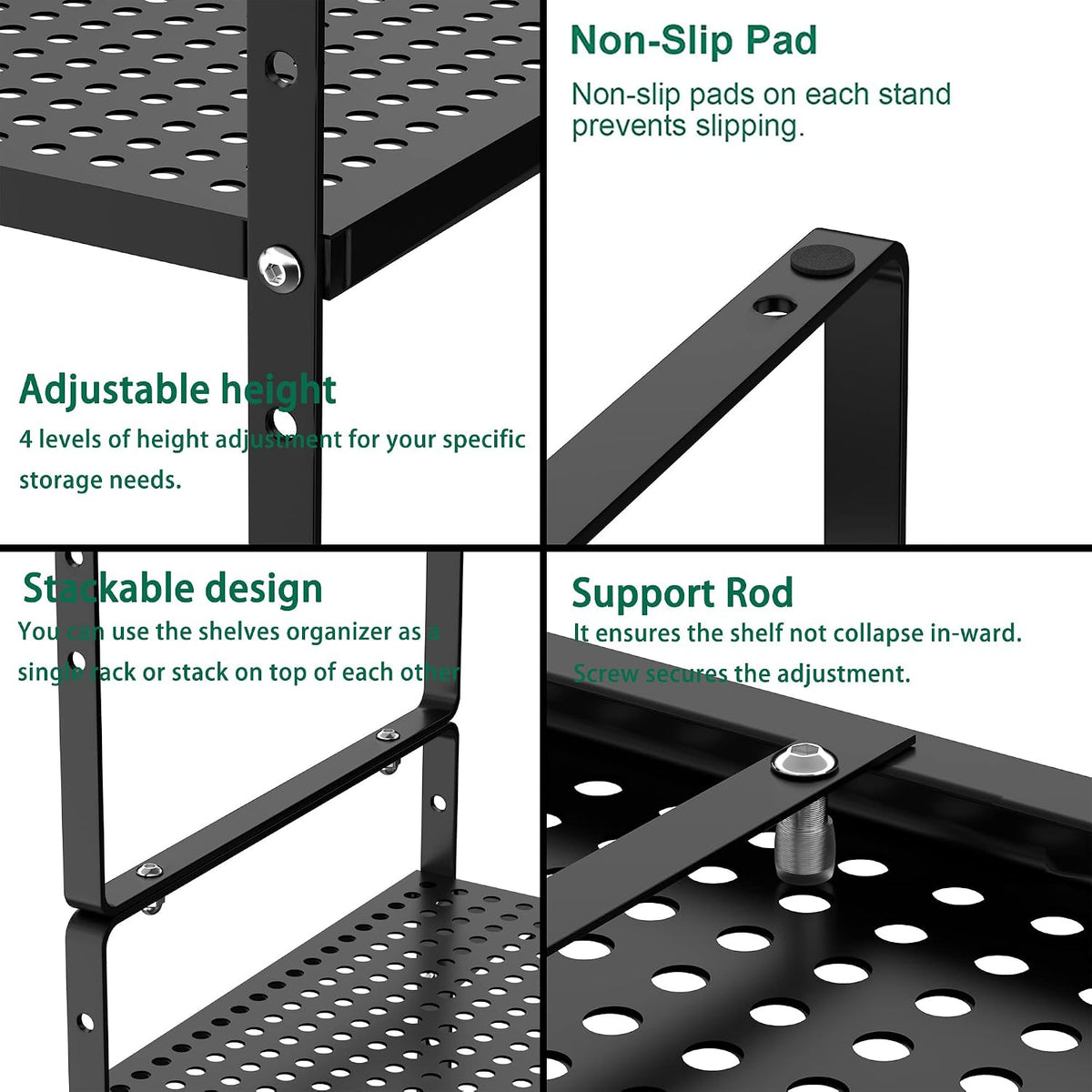 iPEGTOP Large Expandable Cabinet Storage Shelf Organizer Rack, Heavy Duty Sta...