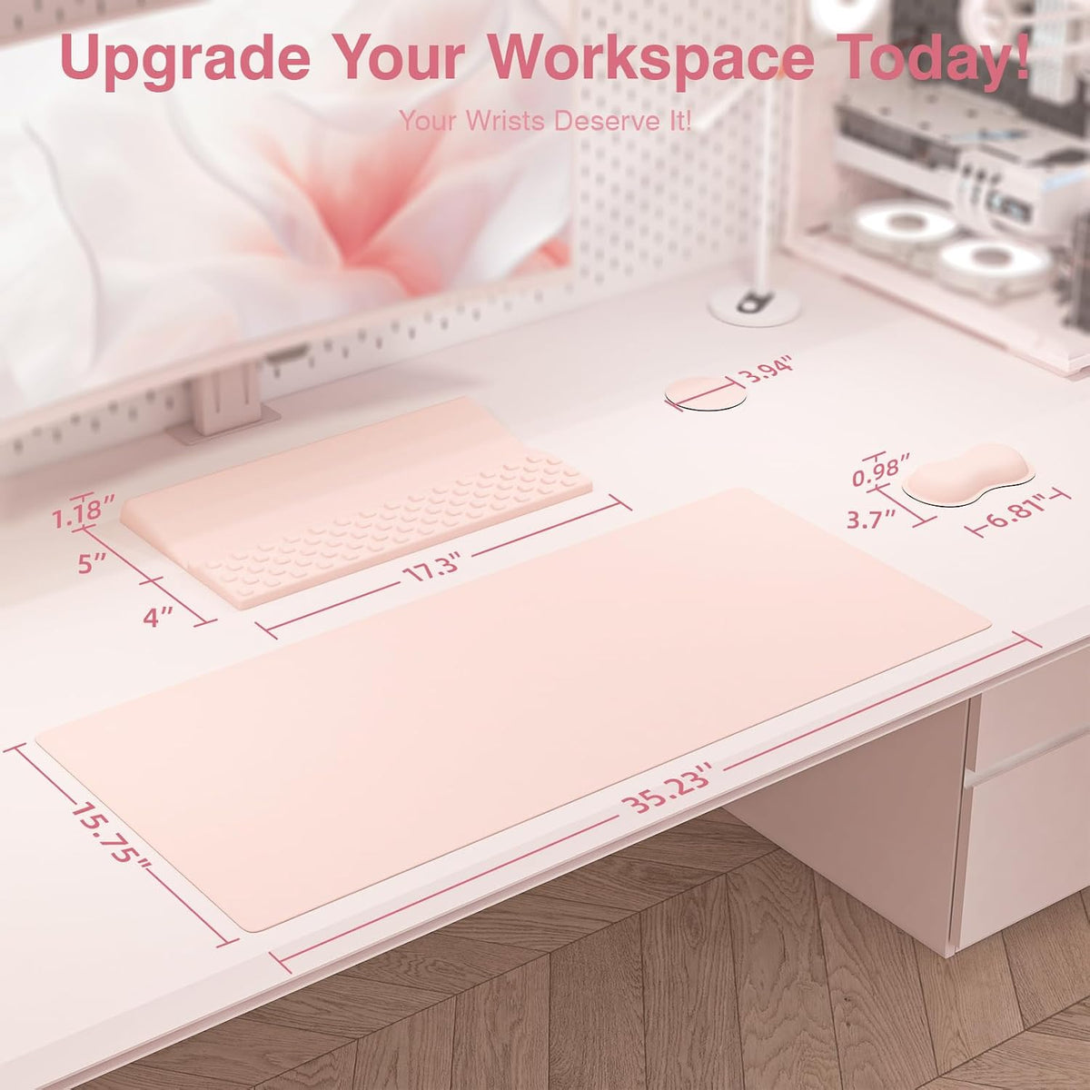 Ospelelf Keyboard Stand Wrist Rest Pad and Ergonomic Mouse Pad Set with Large...