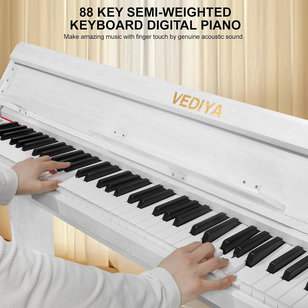 Digital Piano Keyboard 88 key,Semi-Weighted Electric Piano,Wooden Desk Full S...
