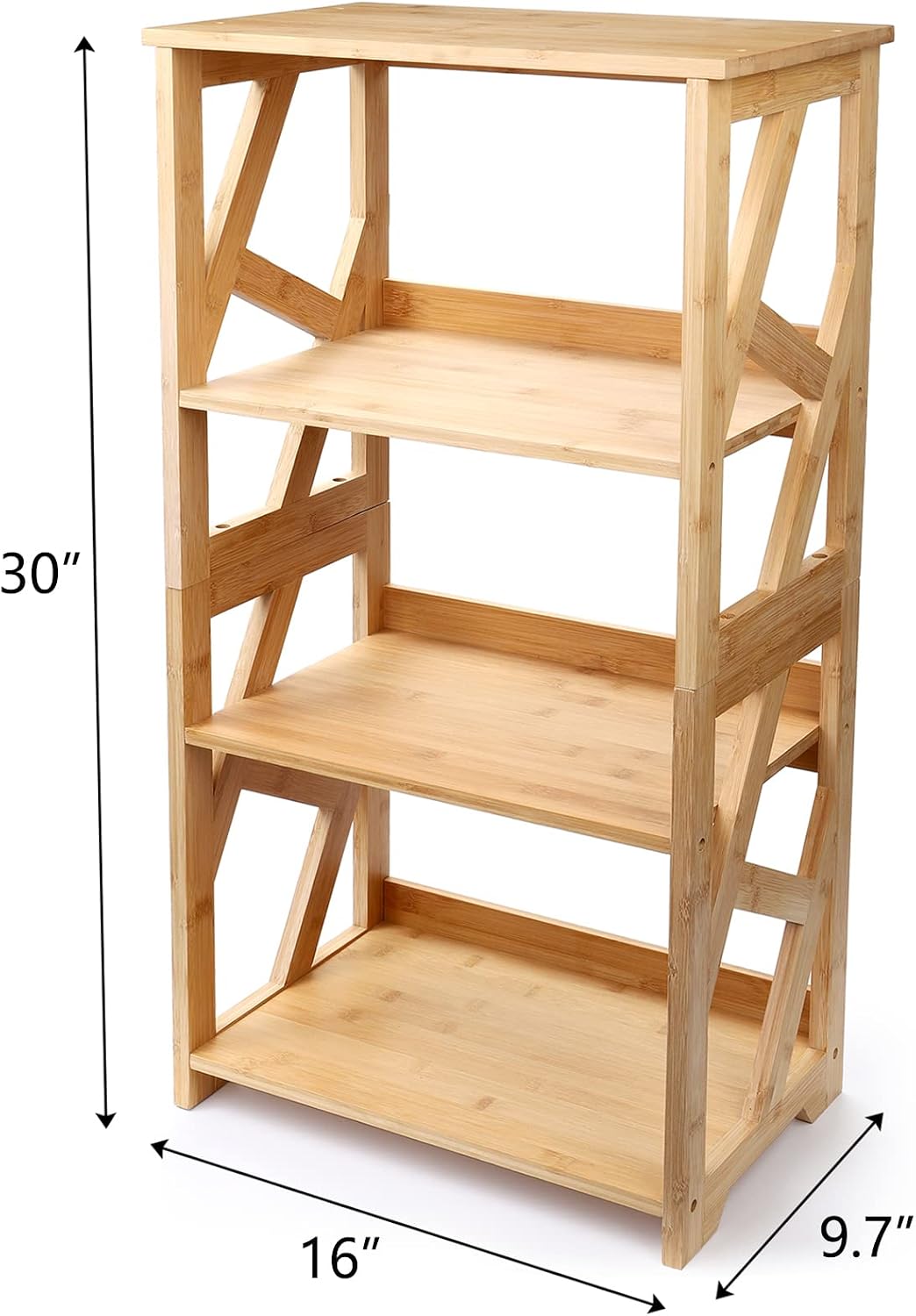 Hedume Bookcase, 3-Tier Open Shelf Bookcase, Small Bamboo Bookshelf, Bamboo N...