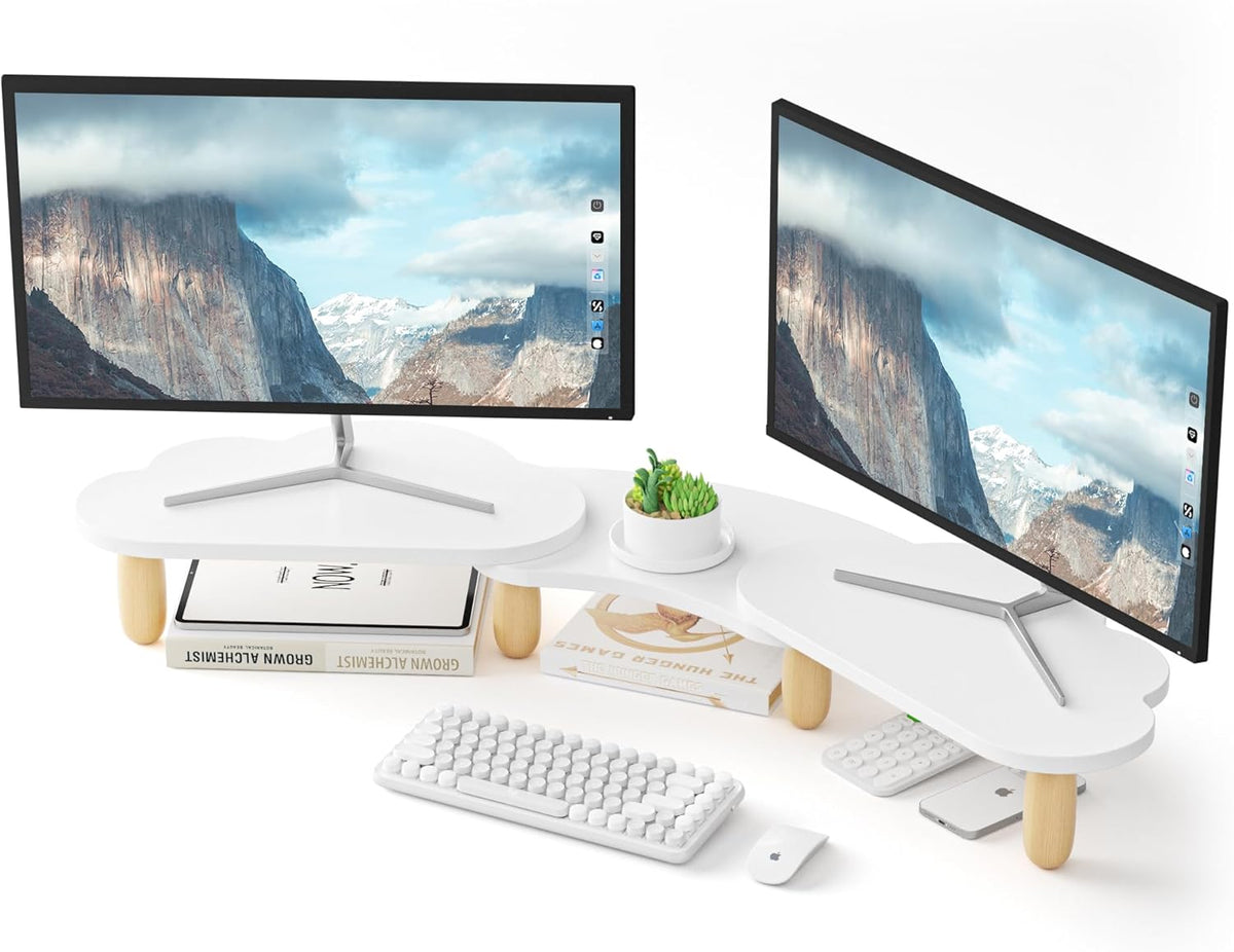 AFOOYO Dual Monitor Stand Riser,Rainbow Cloud Desktop Computer Stand for 2 Mo...