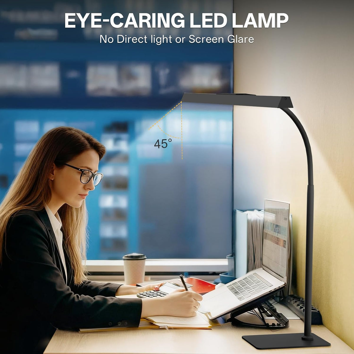 Kary LED Desk Lamp for Home Office, Flexible Gooseneck Task Light Tall 12W