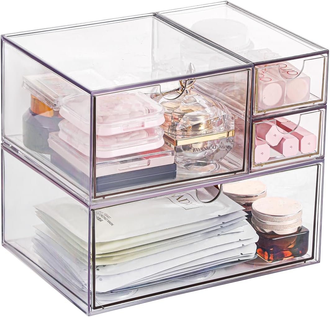 4-piece Acrylic Desktop Drawer Organizer Set (3 Sizes)