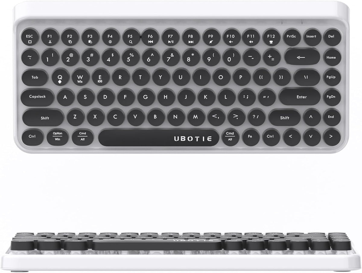 UBOTIE Portable Bluetooth Colorful Keyboards (New Black White)