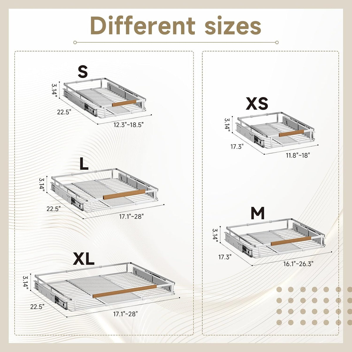 11.8~18"x17.3" Pull Out Cabinet Organizer,2Pack Expandable Sliding ...