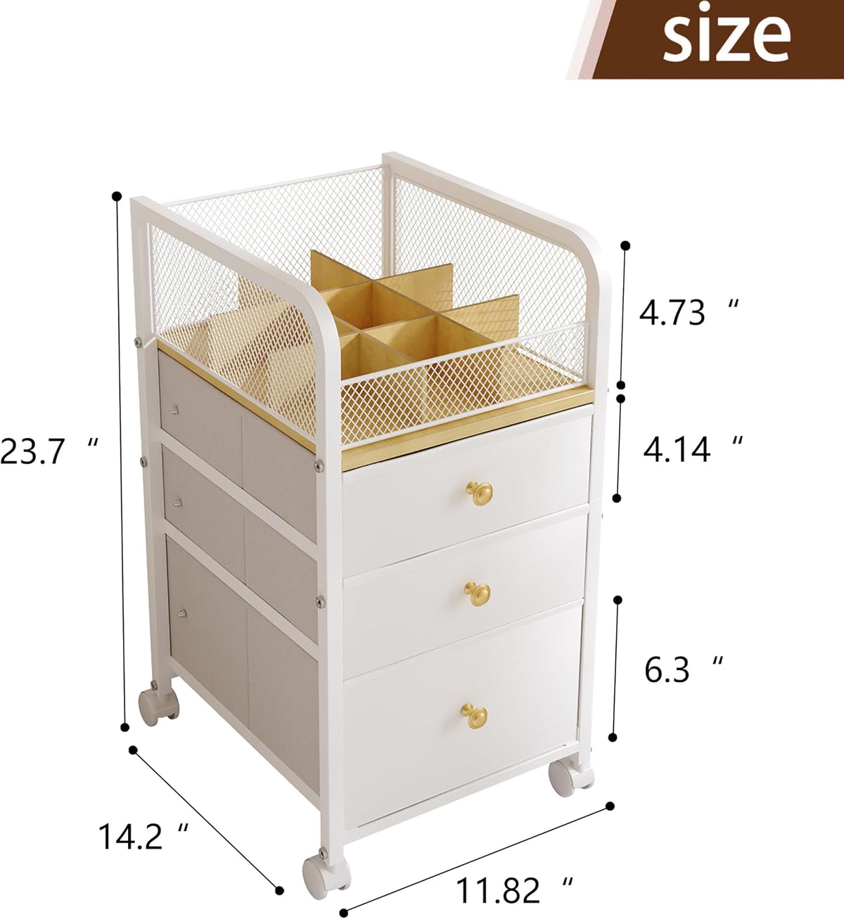 Rolling Makeup Organizer Cart with Drawers Under Desk Storage for Vanity