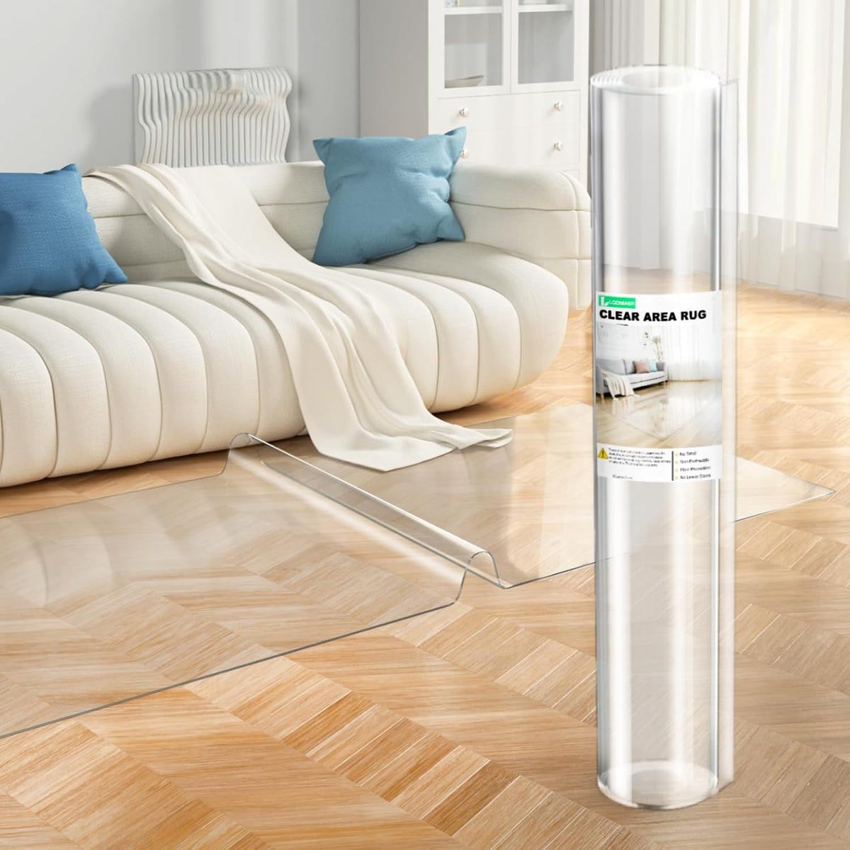 3x10 ft Plastic Runner, 36" x120 Clear Hallway Floor Mat, 60 mil Thick V...