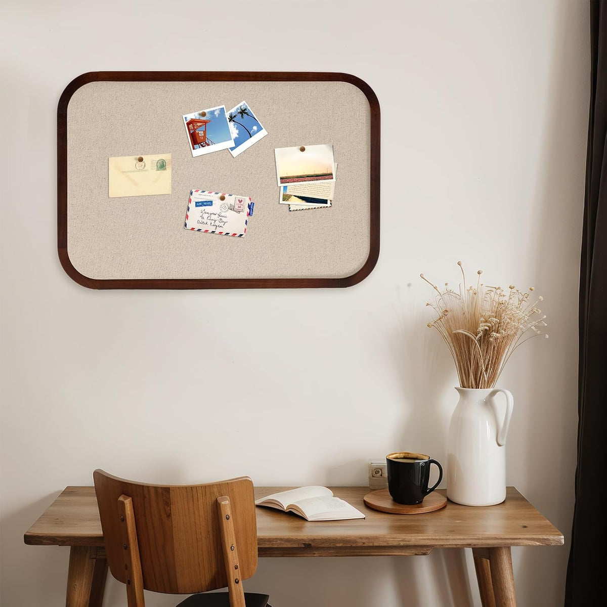 Wonderjune Linen Display Pinboard, Rectangle, 20'' X 30'', Da...