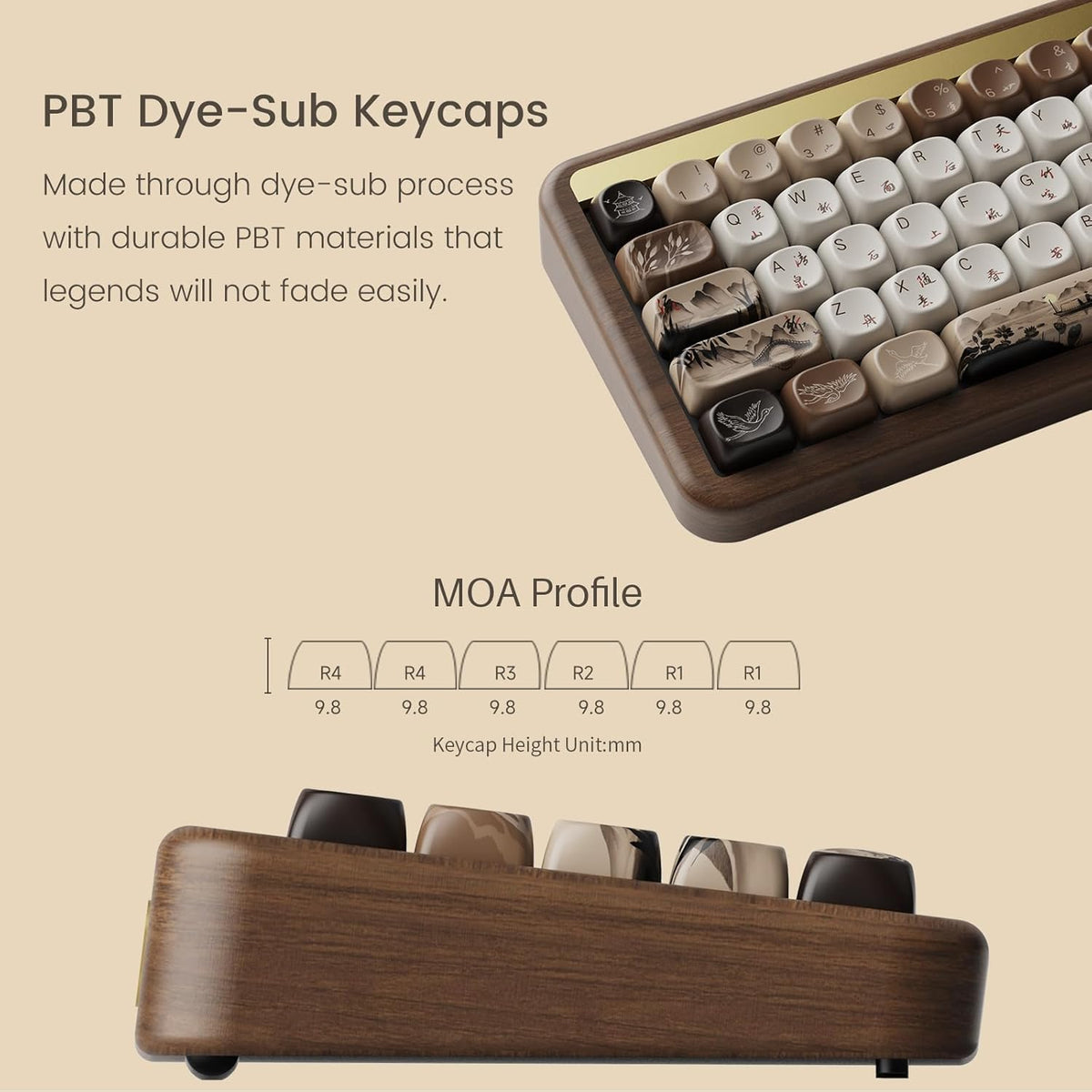 Akko Mechanical Gaming Keyboard with Walnut Wooden Case, MU01 Mountain Seclus...