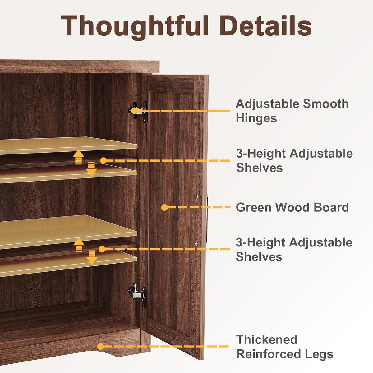 Memobarco 55" Fluted Sideboard Buffet Cabinet with Storage,Walnut