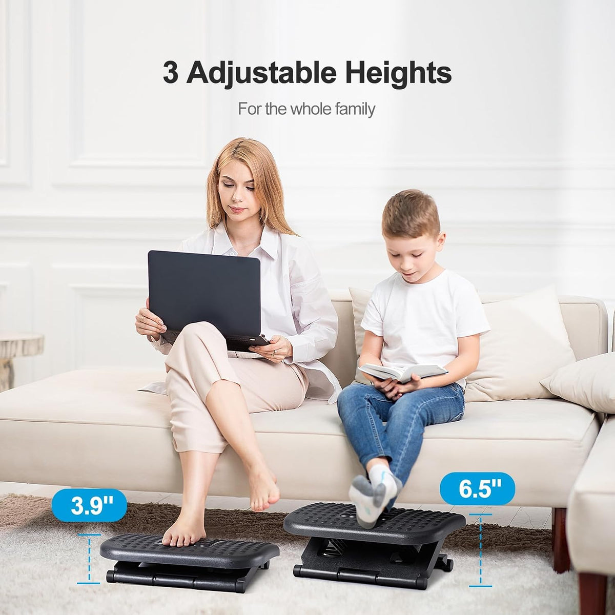 HUANUO Foot Rest for Under Desk at Work, Adjustable Footrest with Massage Tex...