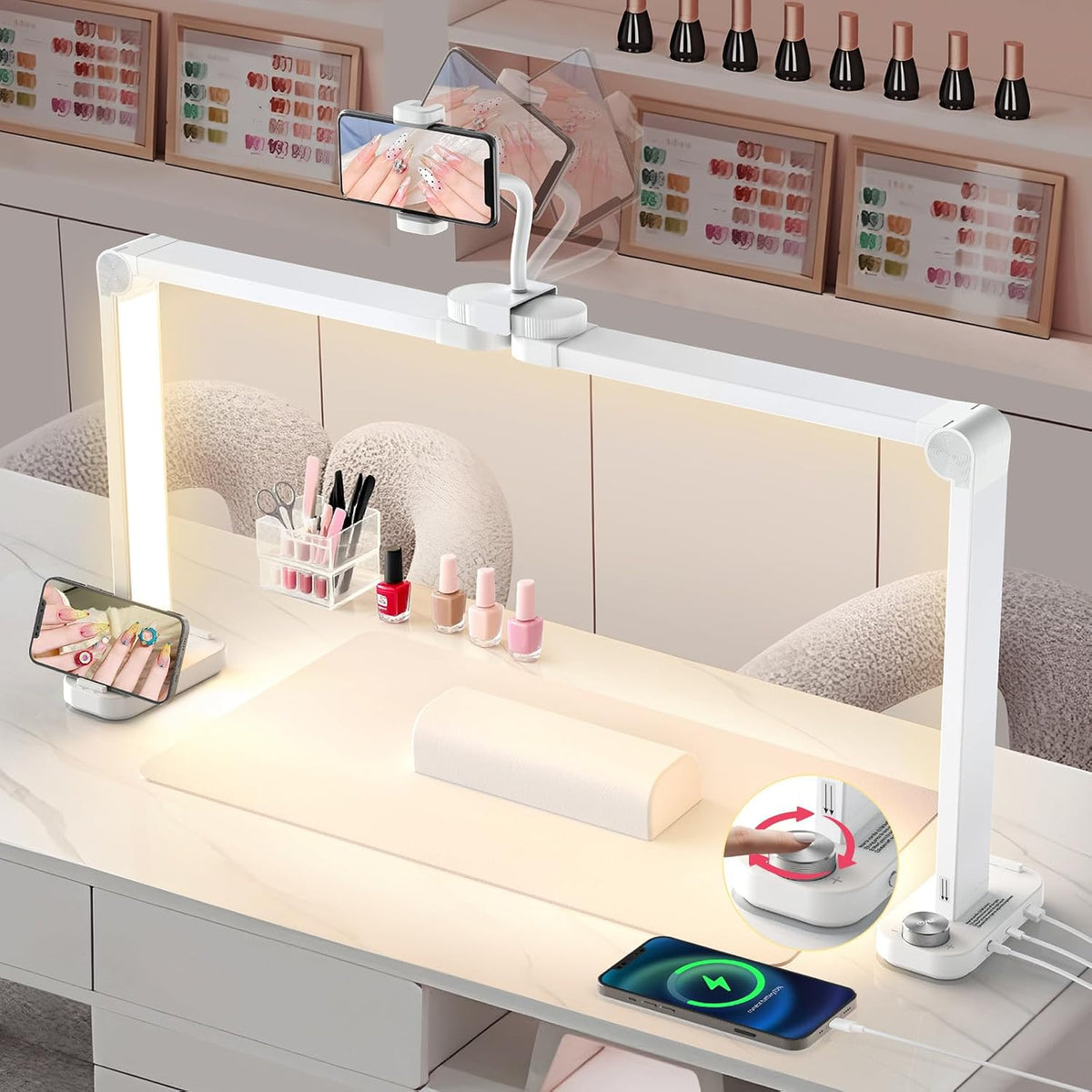 Yokilly Large Half Moon Light: 34" Shadow-Free Nail Light for Manicurist