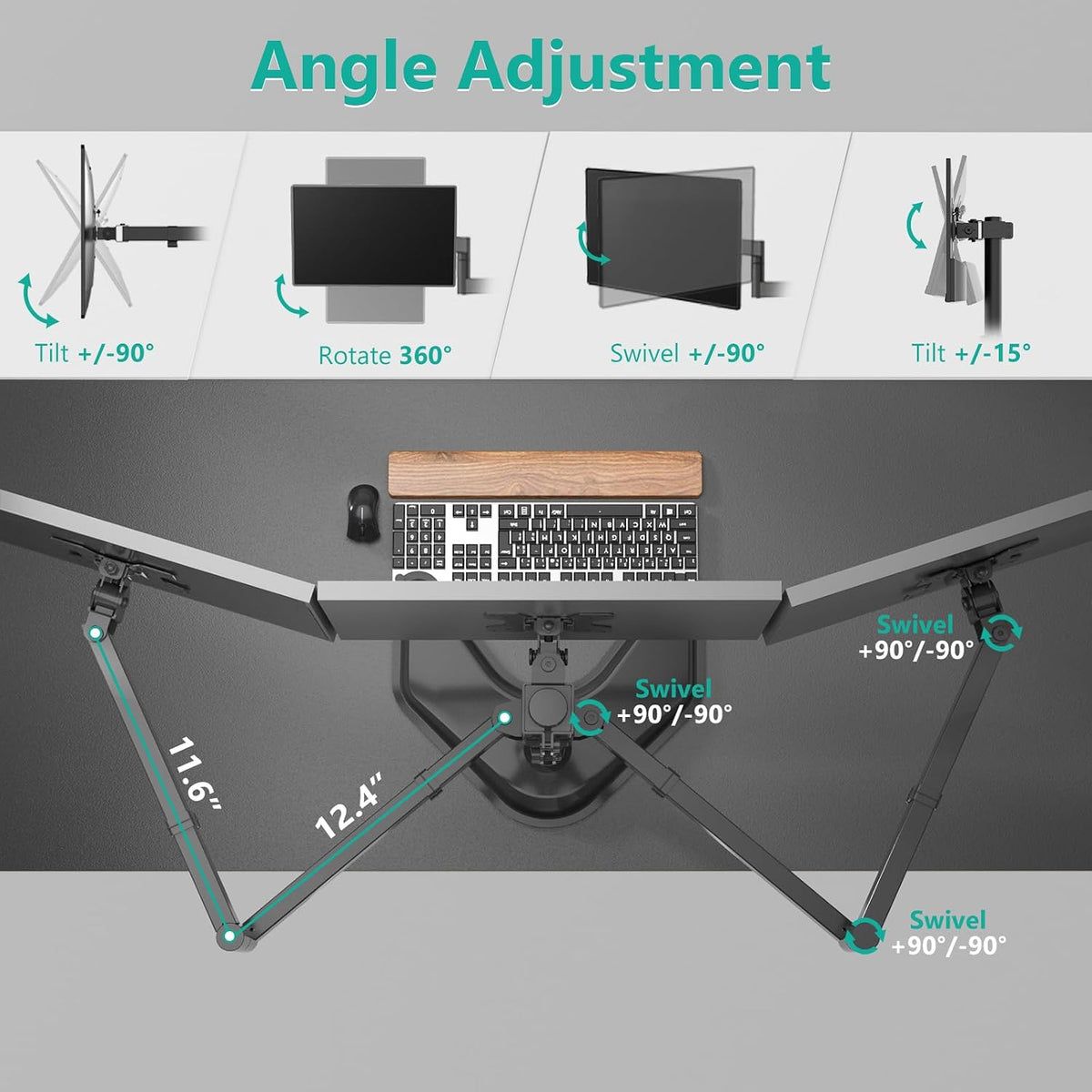 WALI Triple Monitor Stand, Free Standing for 13-27 inch Screens,up to 22lbs
