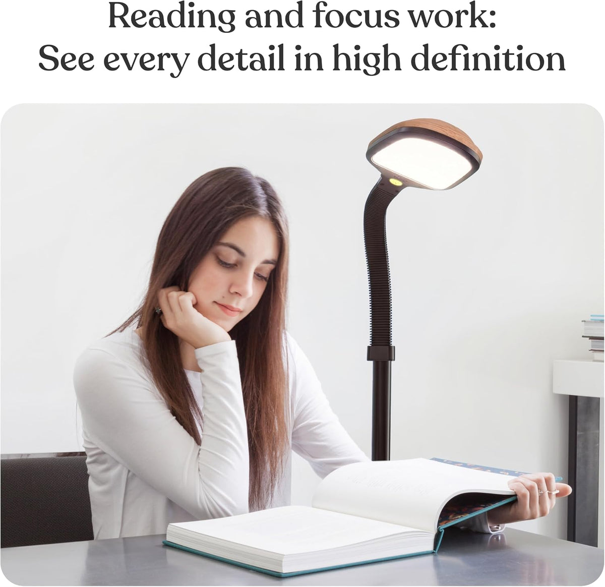 Brightech Litespan - LED Floor Reading Lamp, Modern Wooden Style, Adjustable ...
