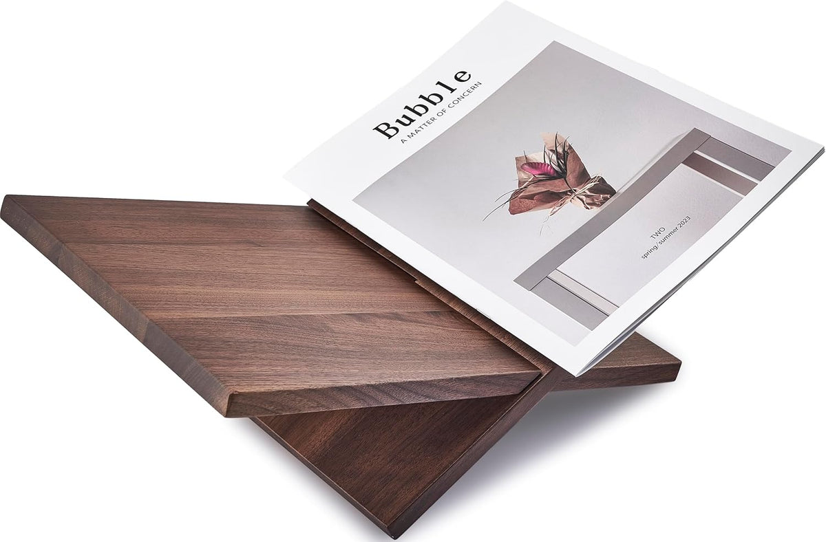 Honygebia Solid Walnut Wood Book Stand, Cross Frame Open Display Holder