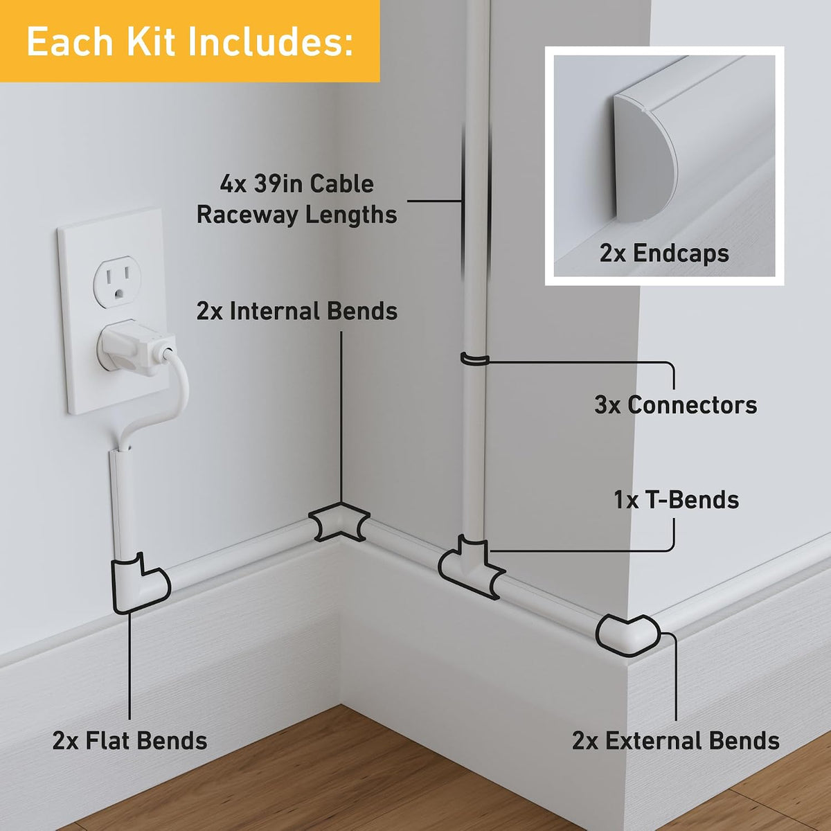 D-Line 13.12ft Cord Hider Kit, Patented Cable Cover, Hide Wires on Wall, Chan...