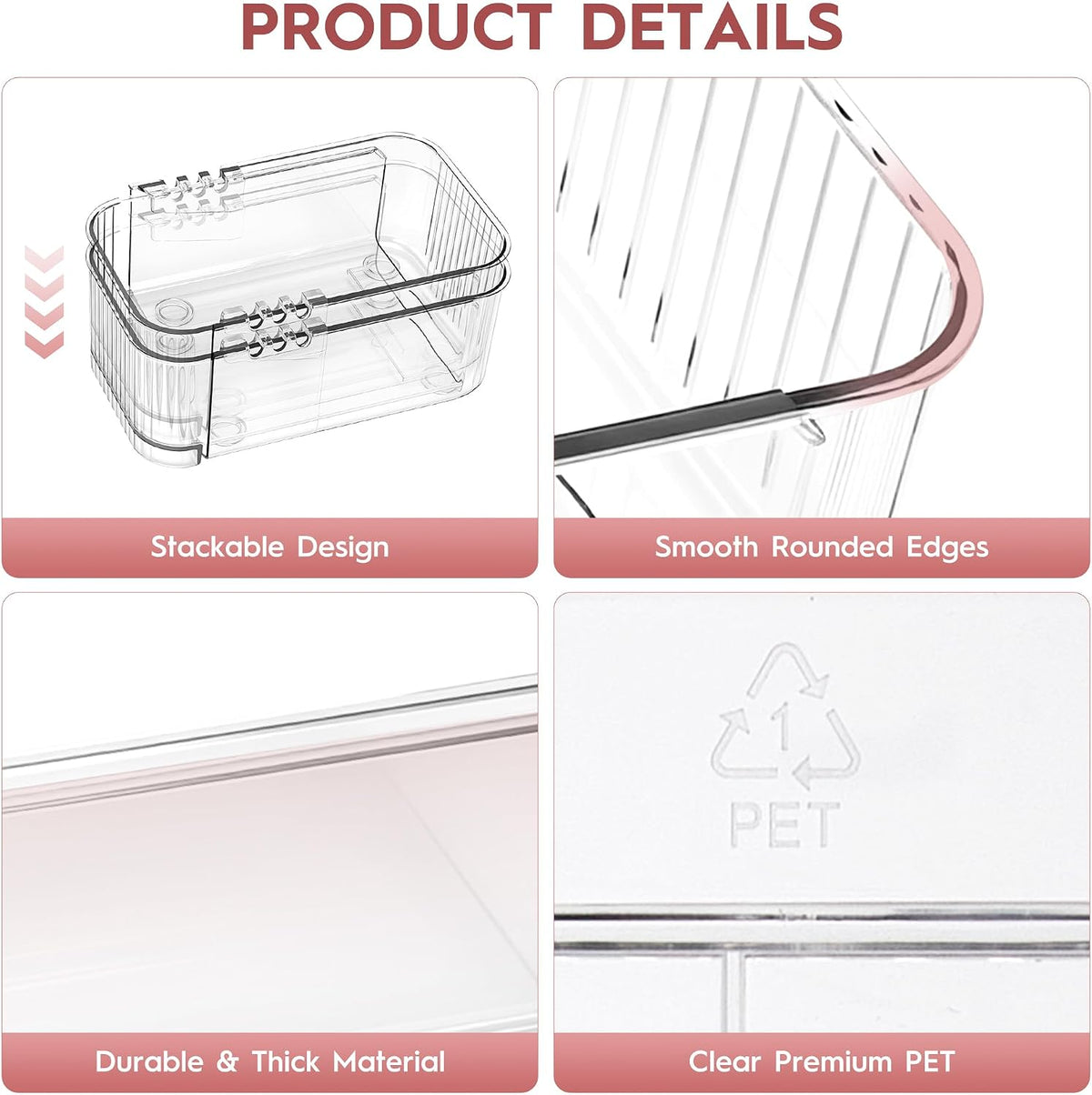 4-Piece Expandable Drawer Organizer Set, Clear Adjustable Drawer Organizer Tr...