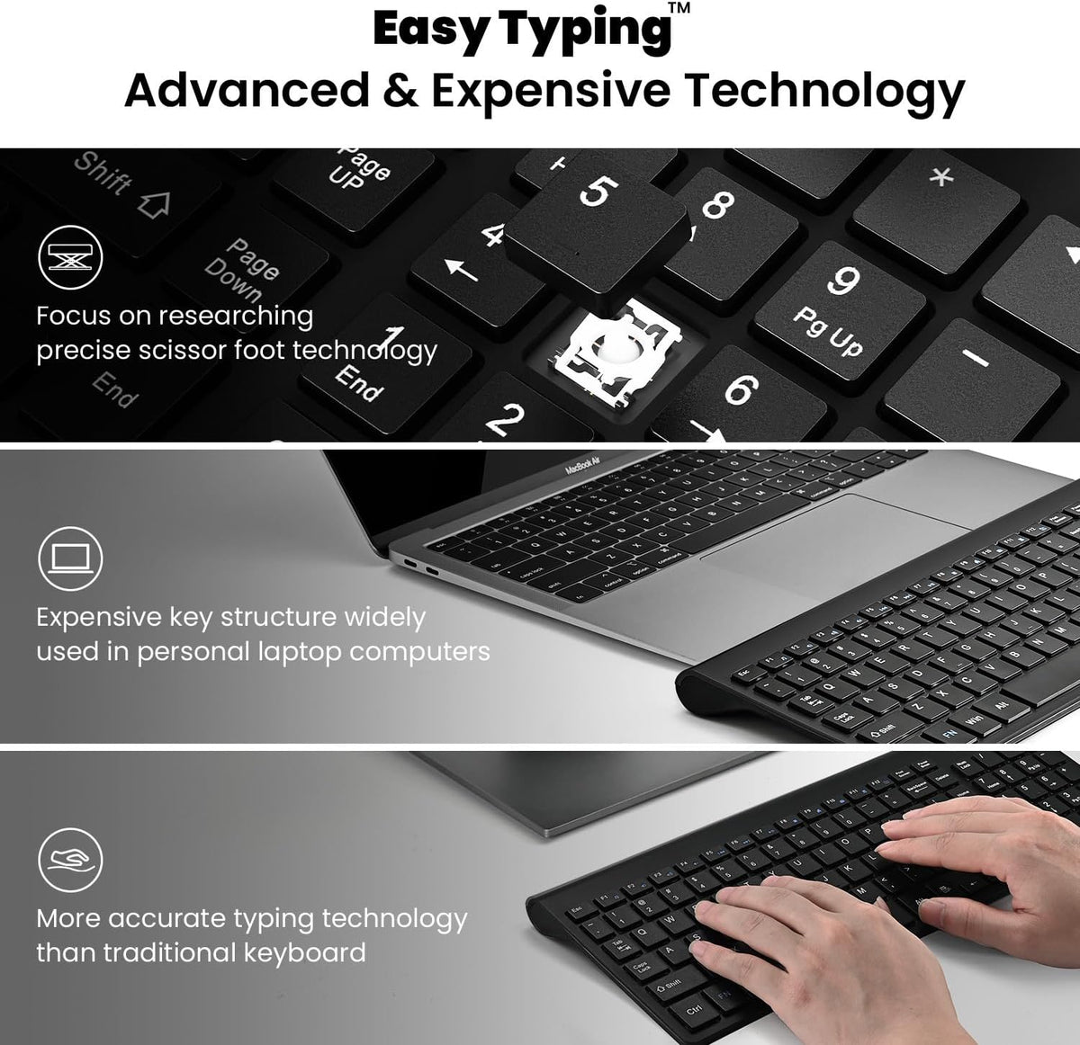 cimetech EasyTyping KF10 Wireless Keyboard and Mouse Combo, [Silent Scissor S...