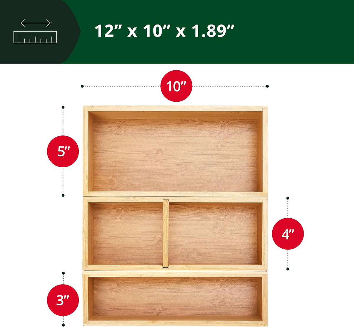 ROYAL CRAFT WOOD Luxury Bamboo Drawer Organizer Storage Box, Bin Set - Multi-...