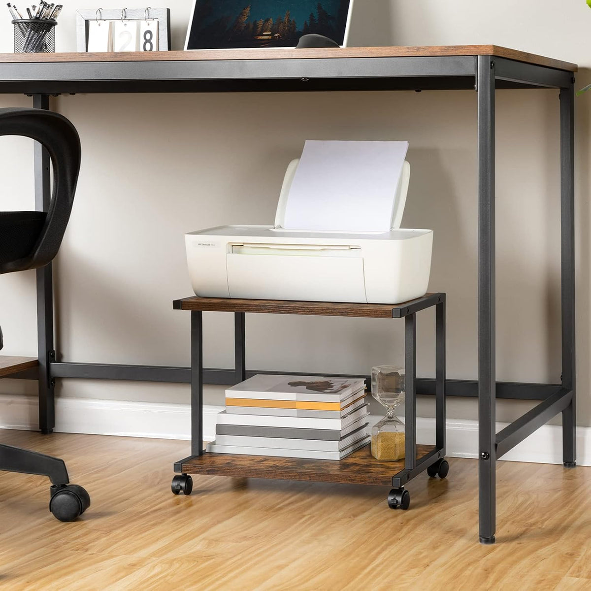 HOOBRO Under Desk Printer Stand, 2-Tier Industrial Printer Cart with Storage ...