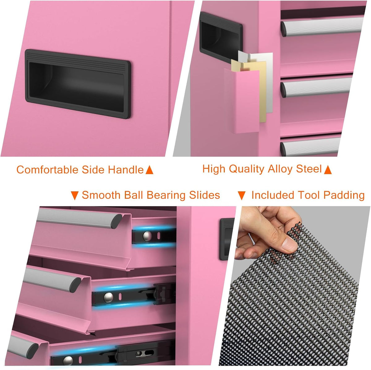 Portable Metal Tool Box with Drawers, Latches Tool Box with EVC Liners for Ga...