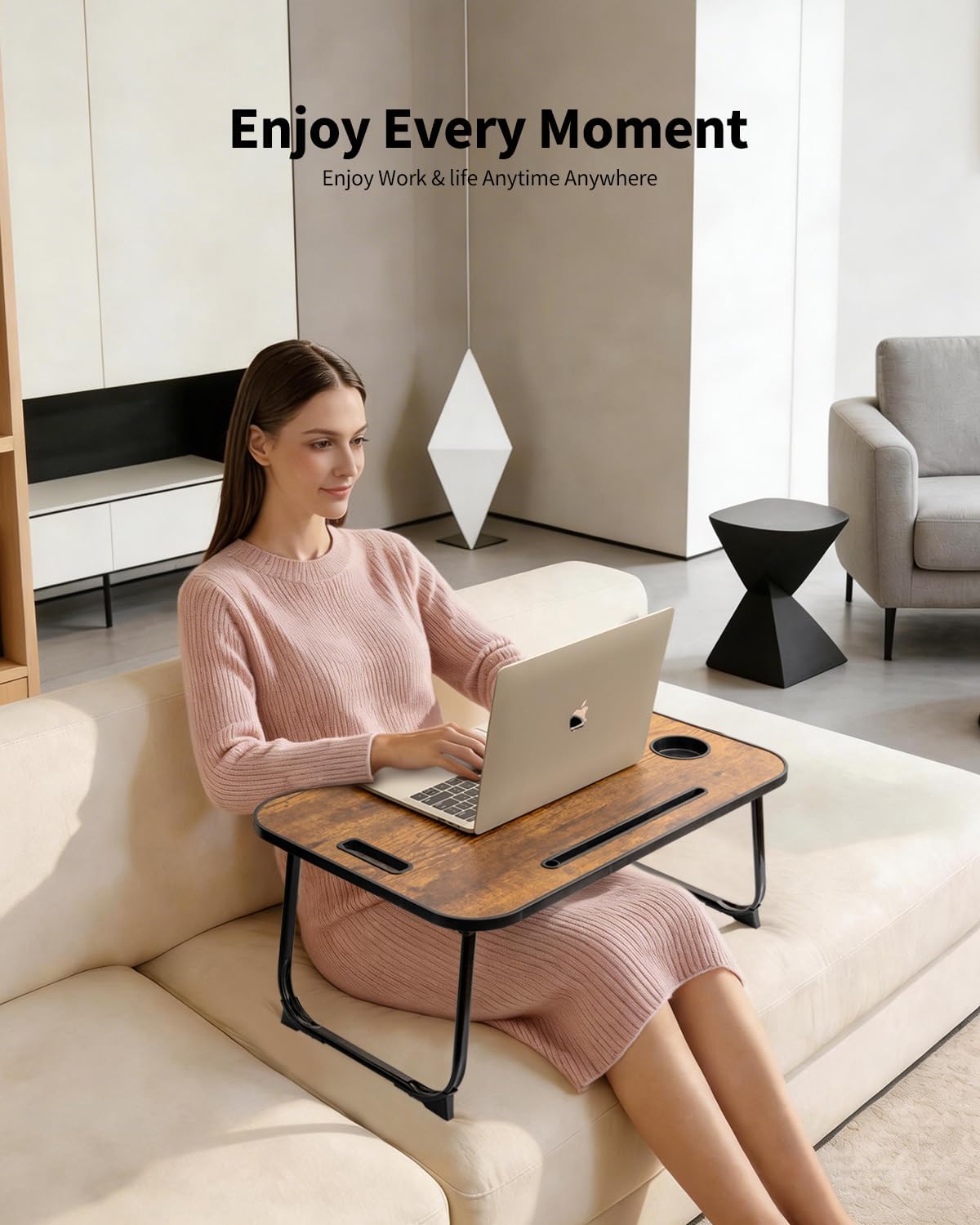 Ruxury Folding Lap Desk Bed Desk Laptop Table Tray, Breakfast Serving Tray, P...