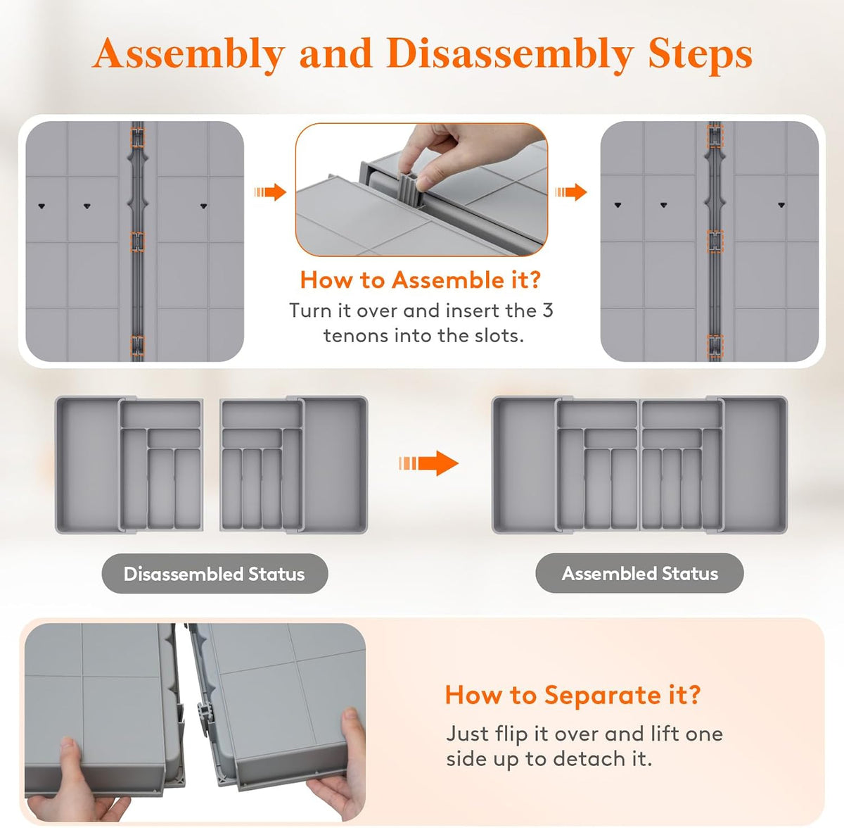 Lifewit Silverware Drawer Organizer, Expandable Plastic Utensil Tray