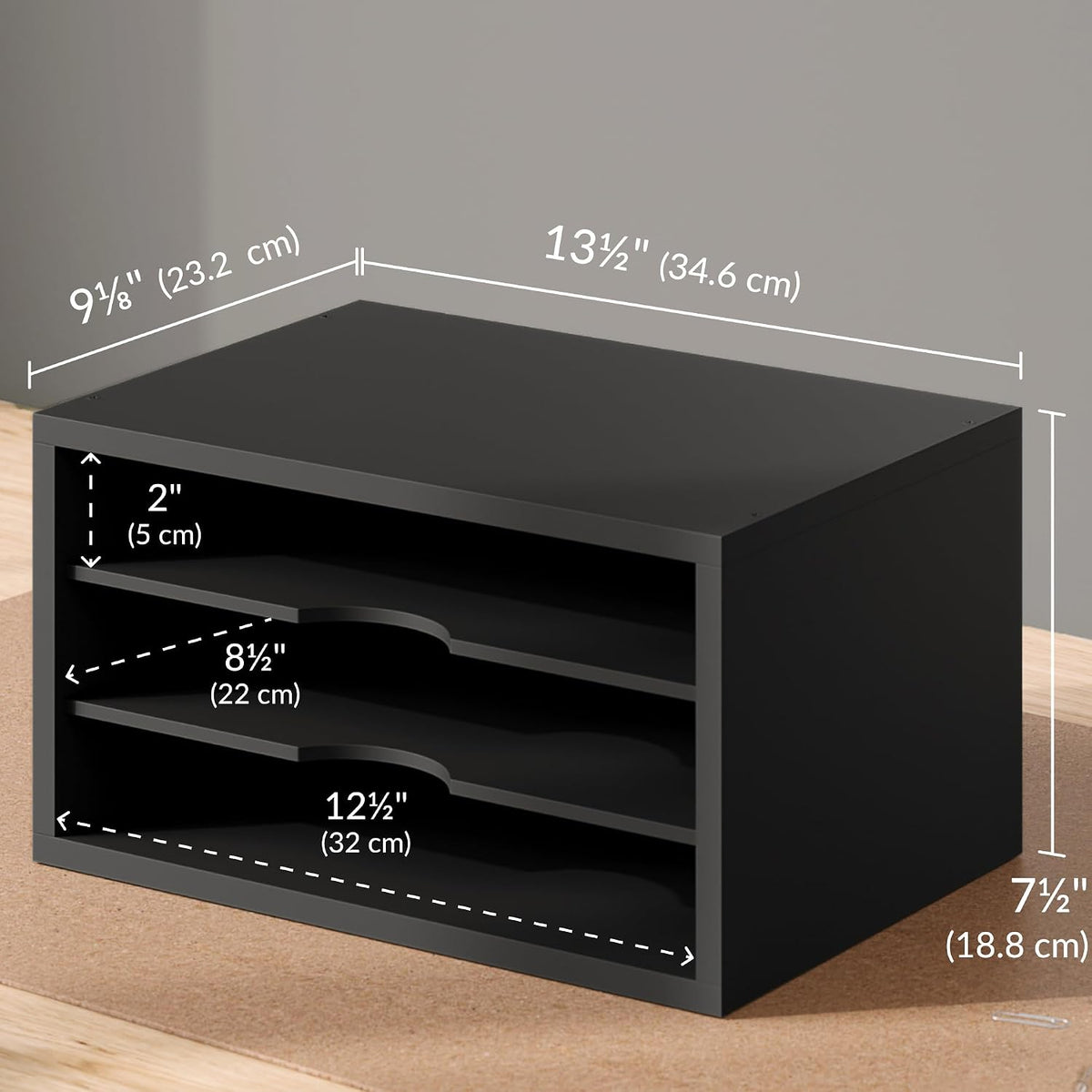 Ballucci File Organizer, 3-Tier Document Paper Sorter, Stackable Wood Desk Or...