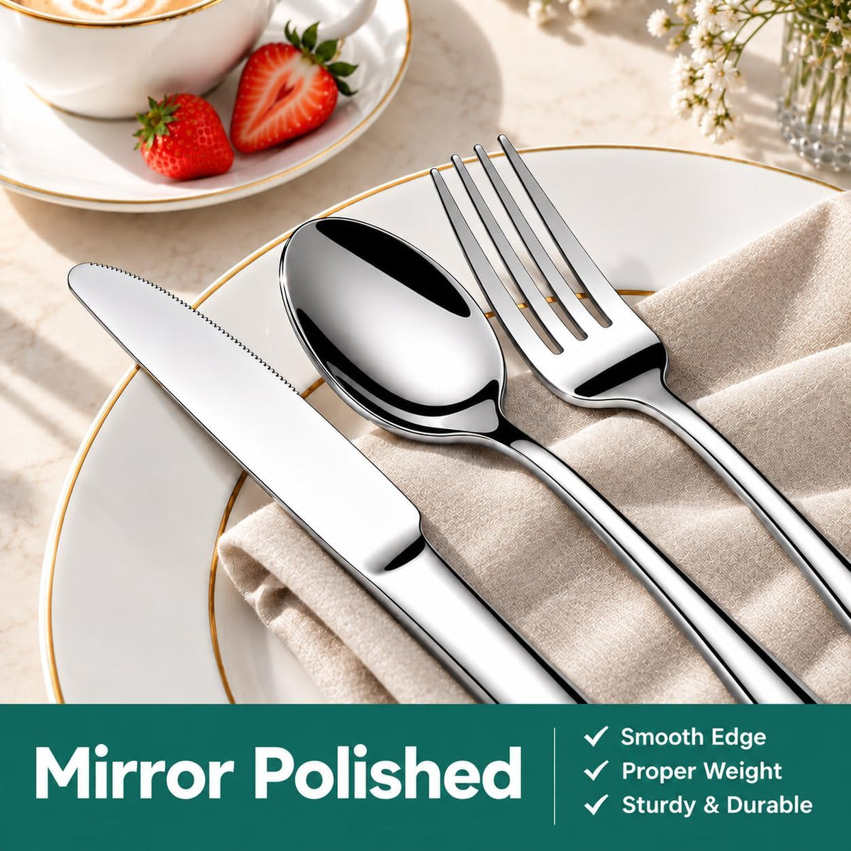 49PCS Silverware Set with Organizer, Stainless Steel Silverware for 8