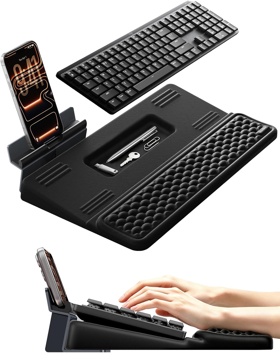 Vaydeer 4-in-1 Keyboard Wrist Rest, Keyboard Stand Adjustable Phone Holder