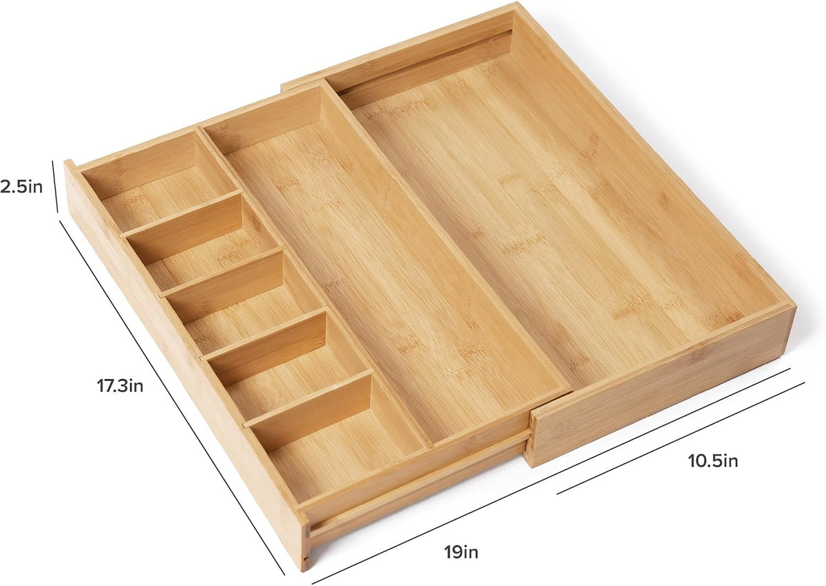 KitchenEdge Utensil & Junk Drawer Organizer, 10.5-19 in, Bamboo