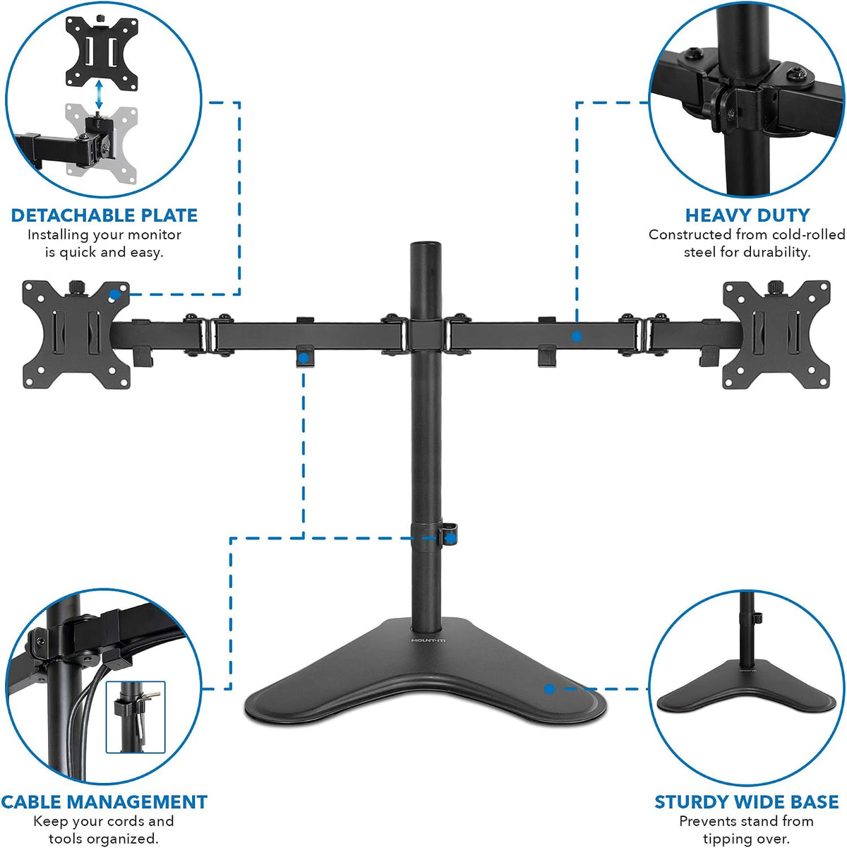 Mount-It! Dual Monitor Stand for Desk - Double Monitor Mount for 2 Screens up...