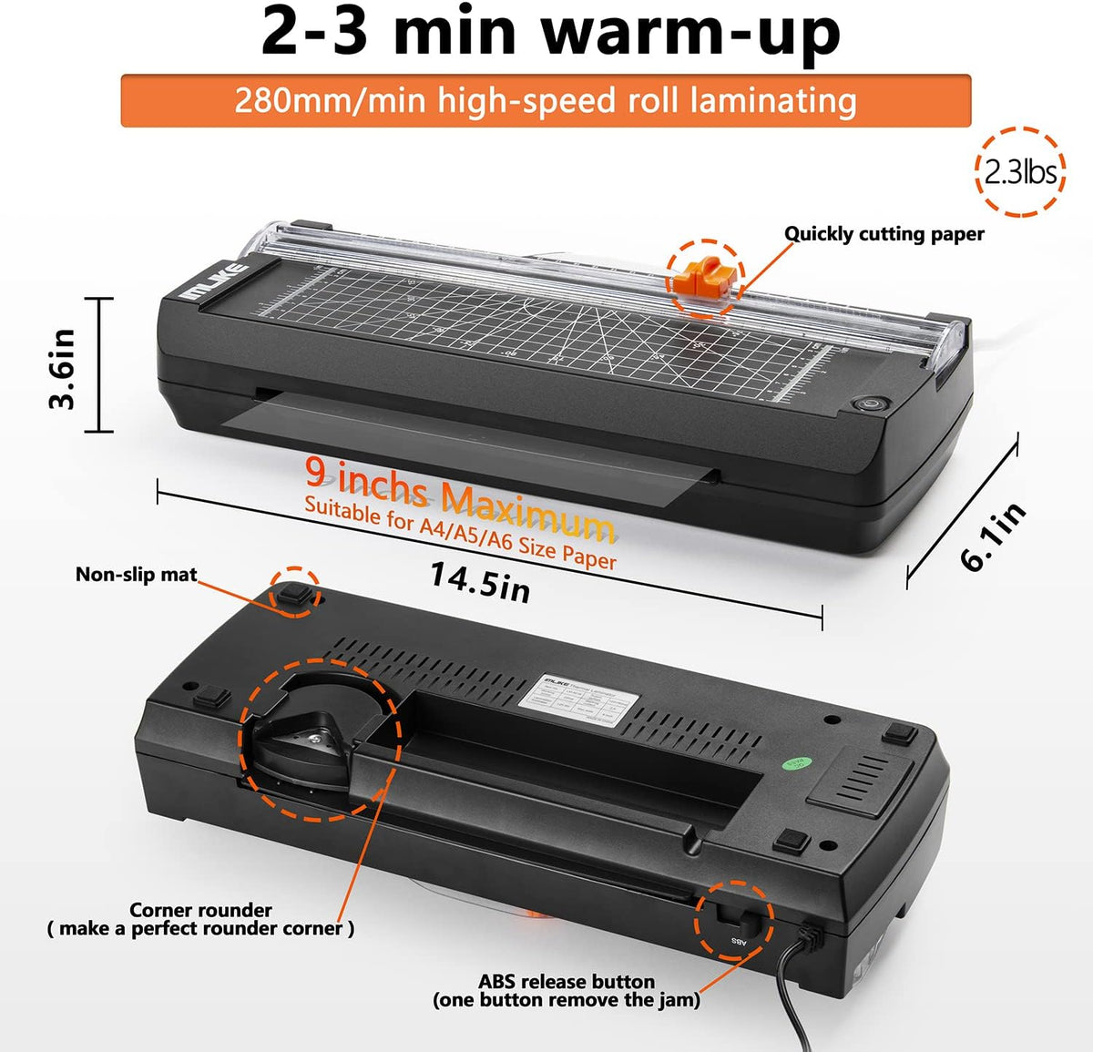 IMLIKE A4 Thermal Laminator with Laminating Pouches - 9" Photo Laminatin...