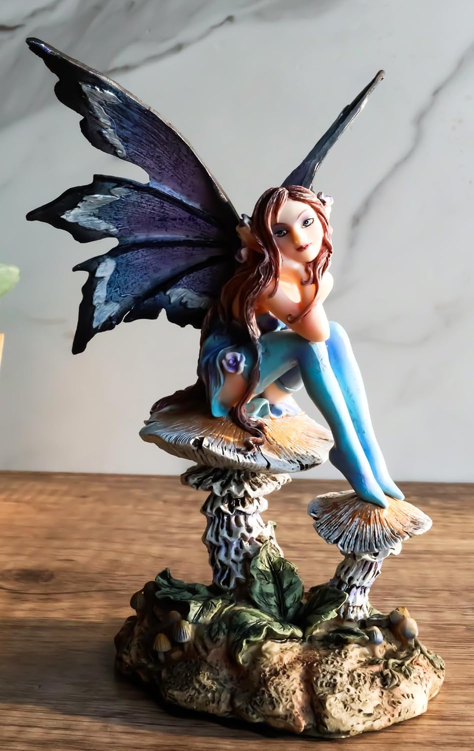 Ebros Amy Brown Forest Willow Nice Fairy Sitting On Wild Giant Mushroom Stool...
