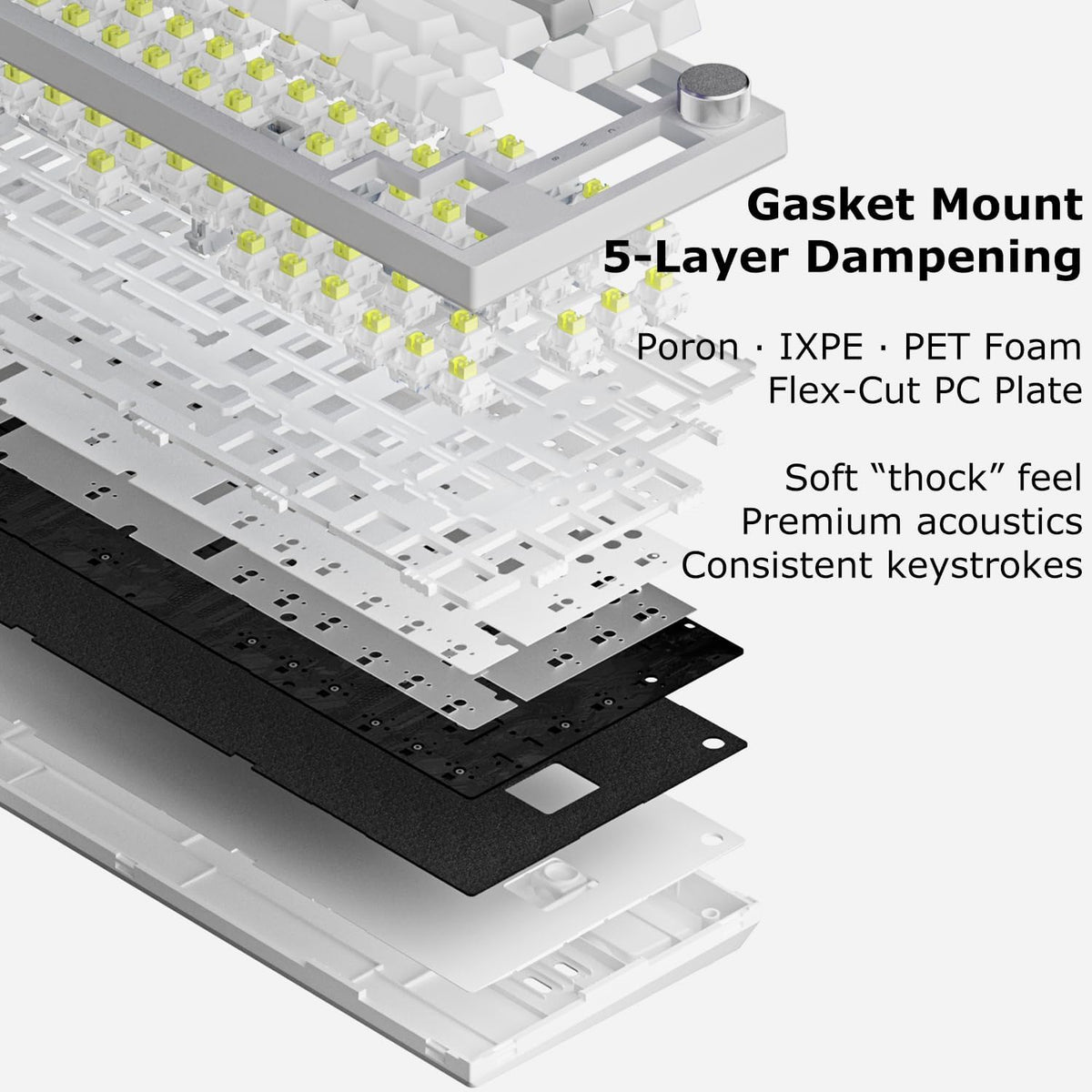 AJAZZ AK820 Wired 75% Mechanical Keyboard, HP-Style Tactile, Hot-Swappable