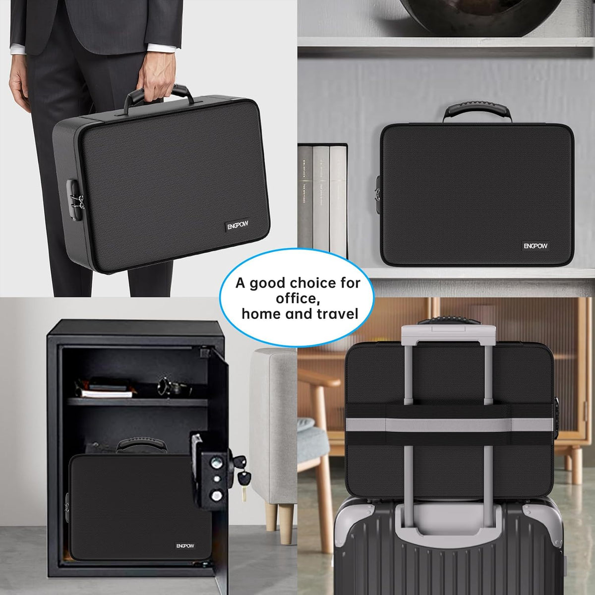ENGPOW Fireproof Document Box with Lock,5200℉ Multi-Layer File Organizer