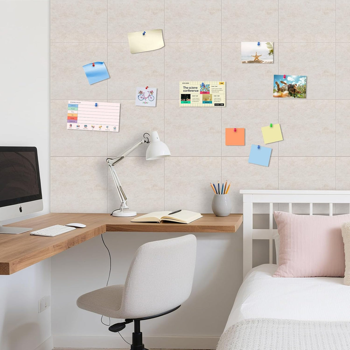 DOLLAR BOSS Felt Cork Board Tiles, 24 Pcs 12" x 12" Bulletin Board,...