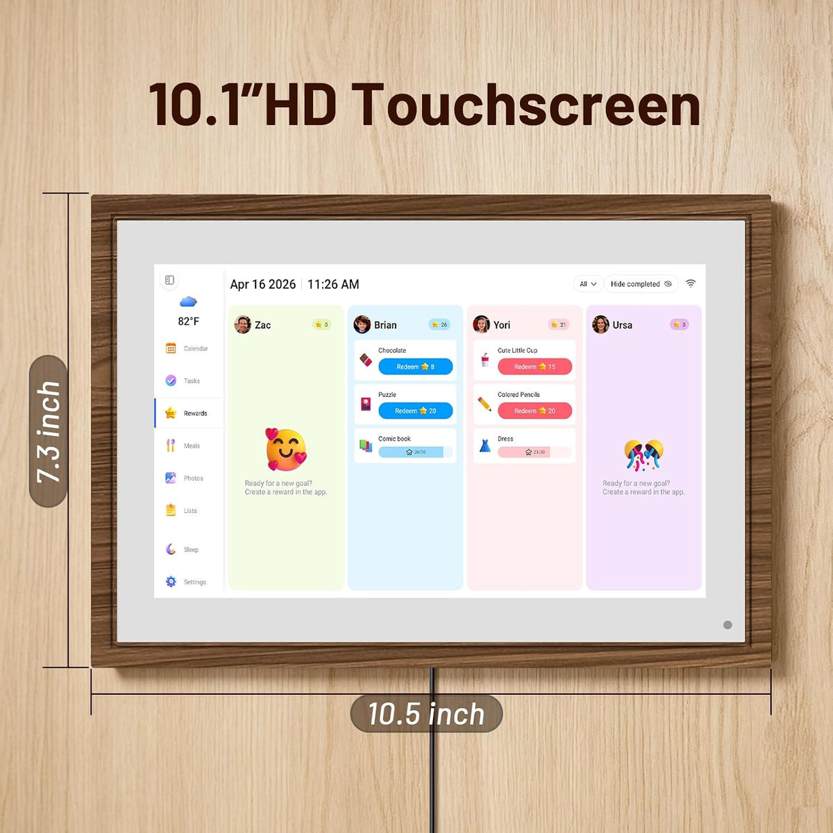 10.1" Digital Calendar Wall Touch Screen, No-Subscription, Smart Calendar