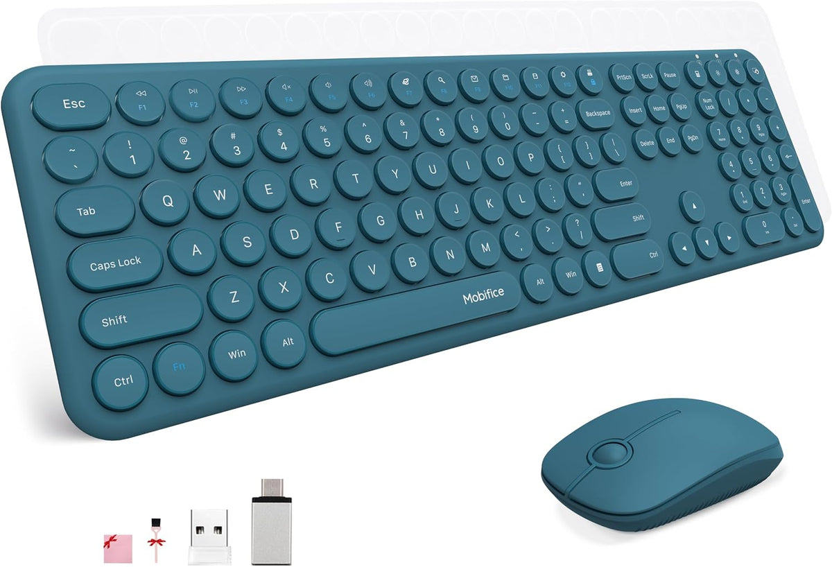 Wireless Keyboard and Mouse Combo, Ultra-Thin 2.4GHz USB Cordless Plug and Pl...