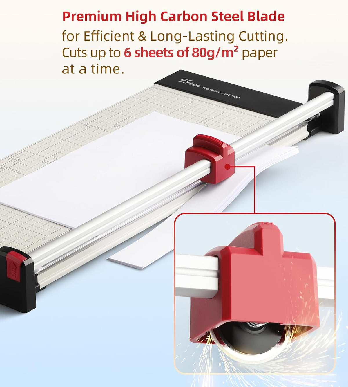 Firbon 15 Inch Rotary Paper Trimmer with Replaceable Blade