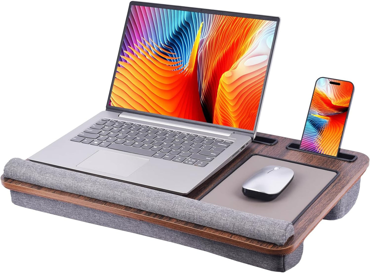 Home Office Lap Desk with Wrist Rest Wrist Rest, Mouse Pad, and Phone Holder ...