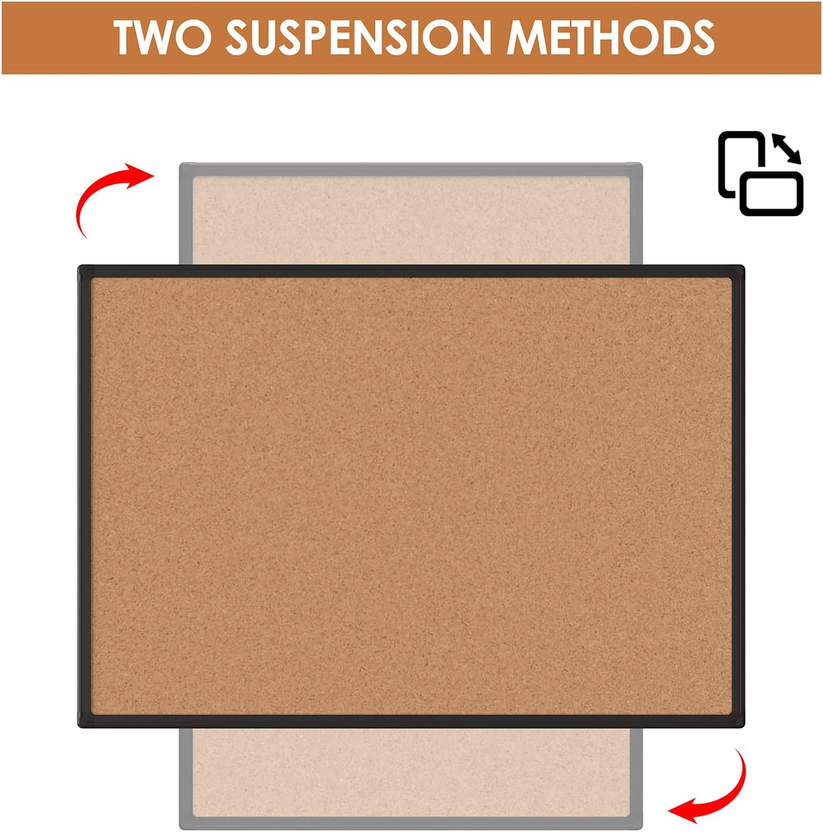 Cork Board Bulletin Board 48" x 36", Black Aluminium Framed 4x3 Cor...