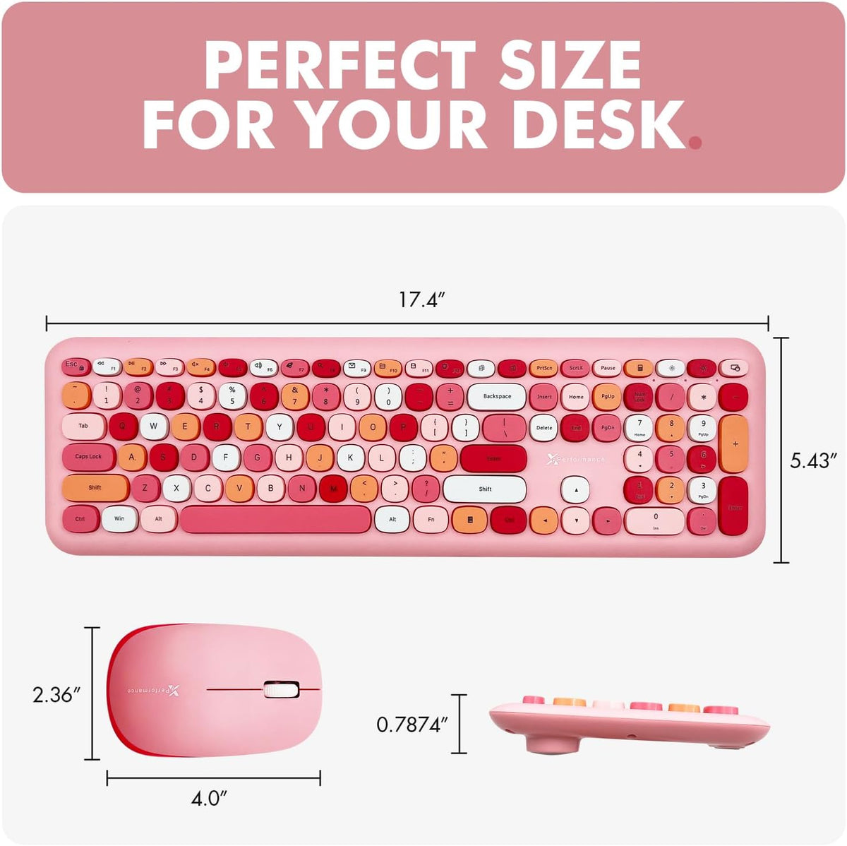 X9 Pink Keyboard and Mouse Wireless Combo - Retro Typewriter Keyboard and Mou...
