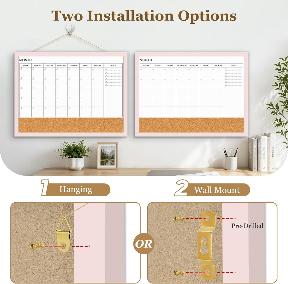 Dry Erase Calendar Whiteboard for Wall, 36'' x 24'' White Boa...