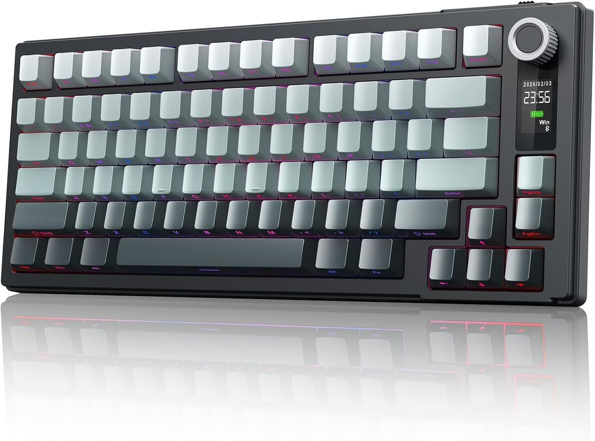 MOKURU Wireless Mechanical Keyboard, Three Mode BT/2.4G/USB-C, RGB Switching,...