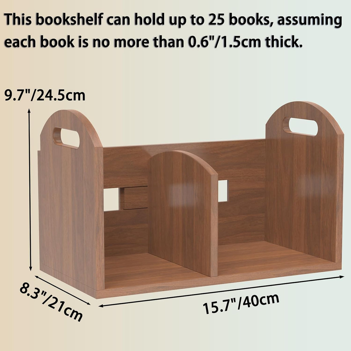 Wood Desktop Bookshelf, Upright Tabletop Book Shelf With Adjustable Divider S...