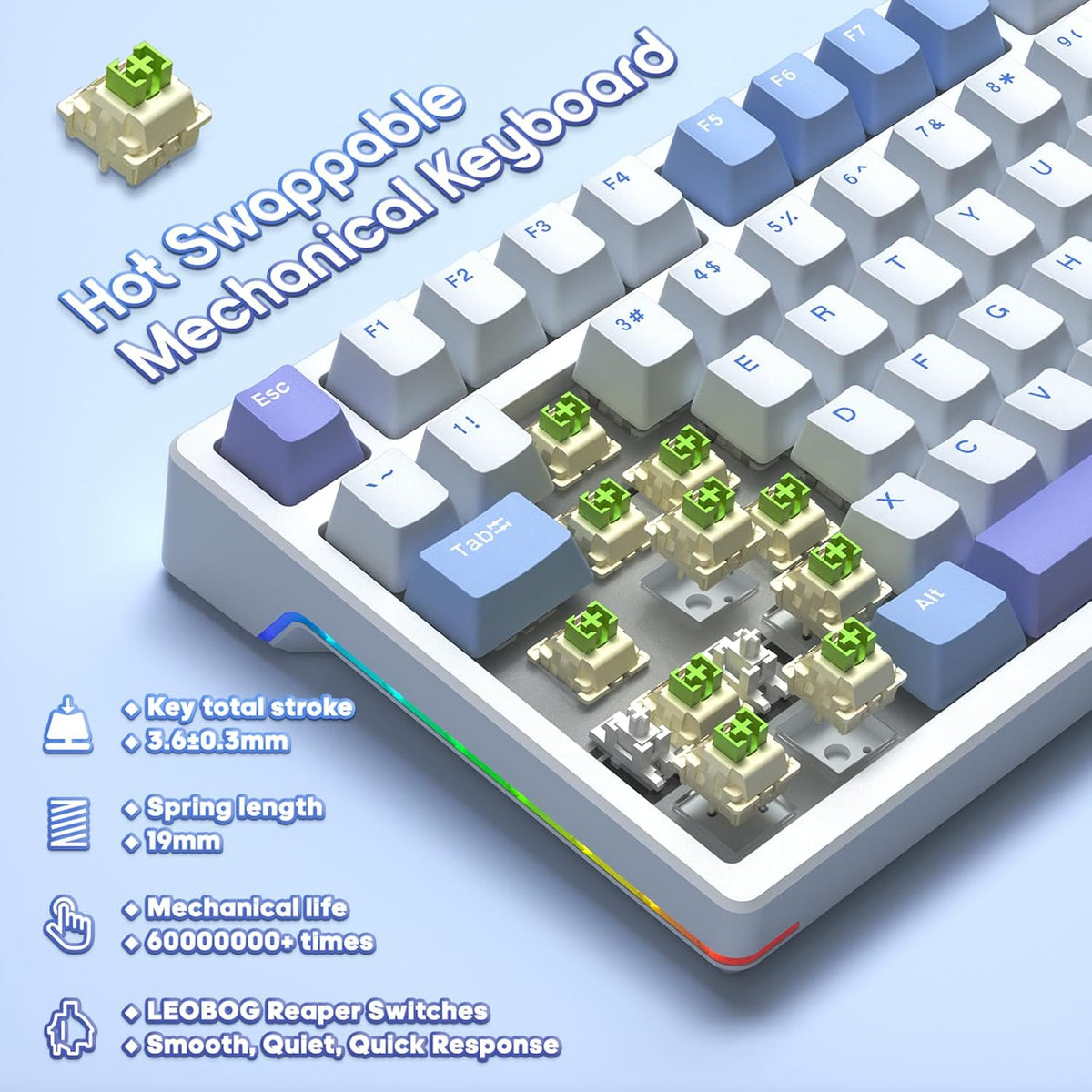 AULA Mechanical Keyboard, Wireless Gaming Keyboards 99 Keys Tri-Mode BT5.0/2....