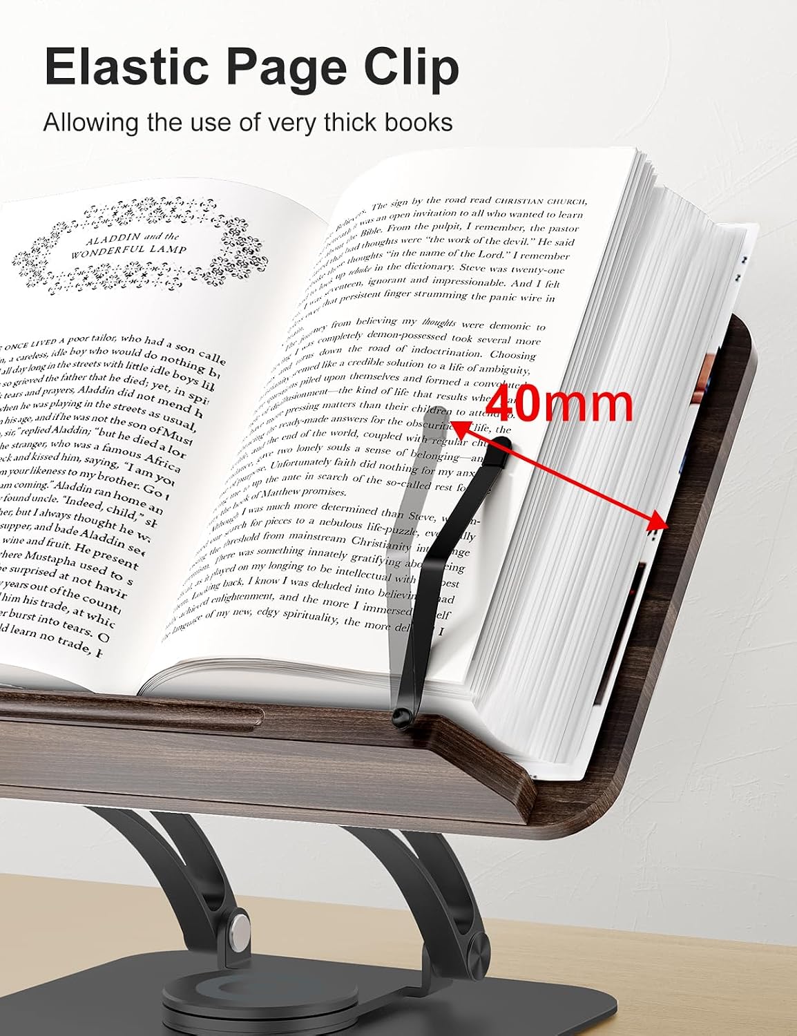 Tounee Book Stand for Reading, Adjustable Book Holder with 360° Swivel Base, ...