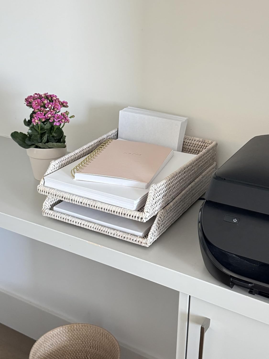 KOUBOO La Jolla Rattan Stackable Letter Tray, Paper Organizer, File Tray, Pap...